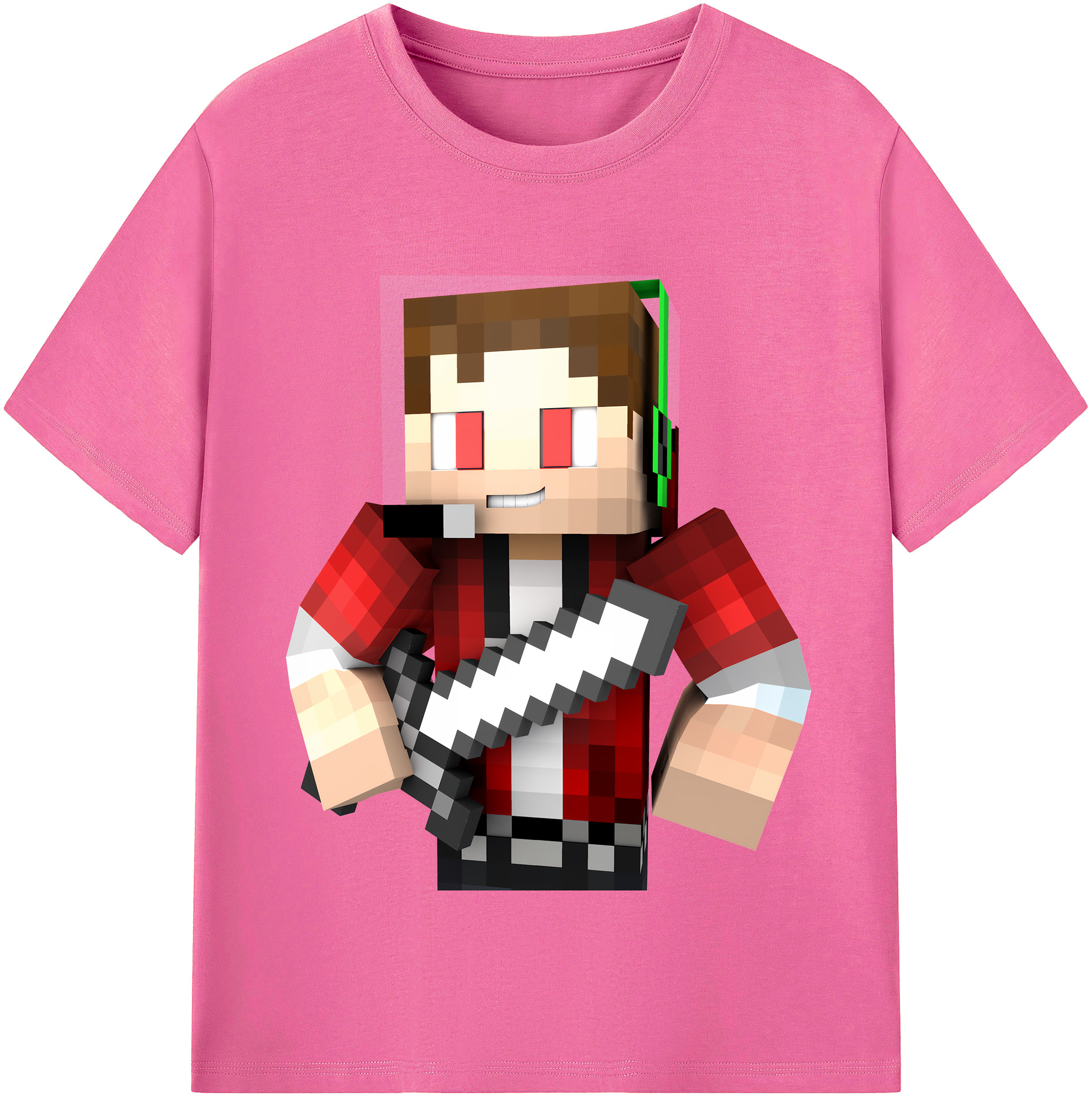 （画像用） マインクラフト ブロックの世界 Minecraft MC Block world レディースカジュアルプリントTシャツ（綿100％）